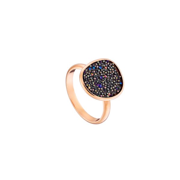 Red Carpet silver rose gold ring with blue crystal nuggets 1.4 cm