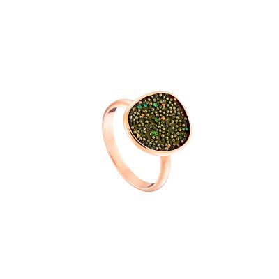 Δαχτυλίδι Red Carpet ασημένιο ροζ χρυσό με πράσινα ψήγματα κρυστάλλων 1.4 cm