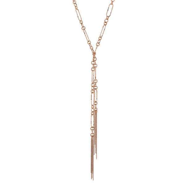 Dark Romance silver rose gold long "Y" necklace with links and chains