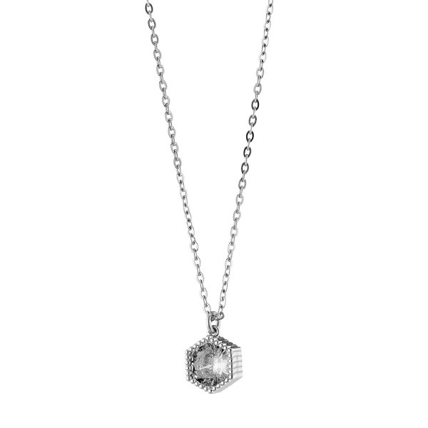 Harmony necklace metallic silver with white zircon