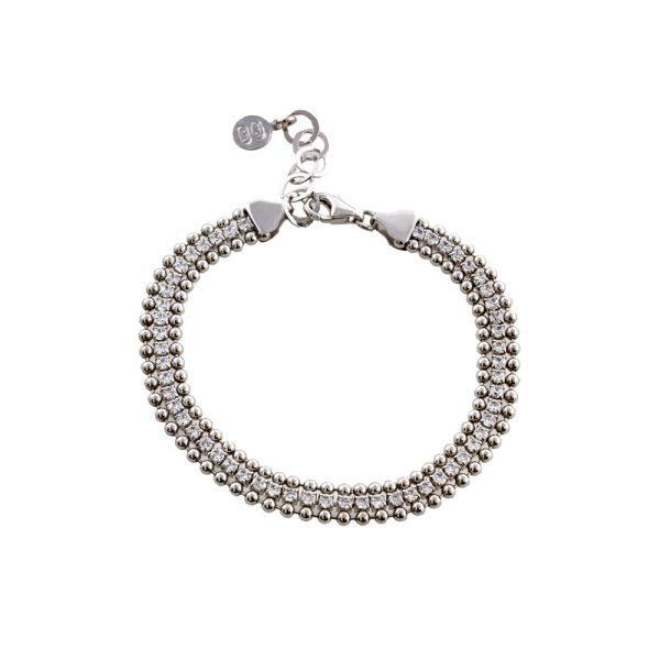 Sunray silver bracelet with white zircons