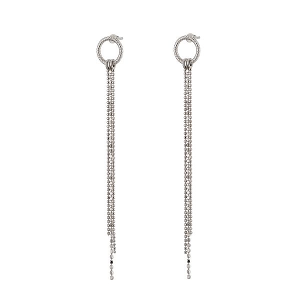 Dark Romance silver long hoop and chain earrings