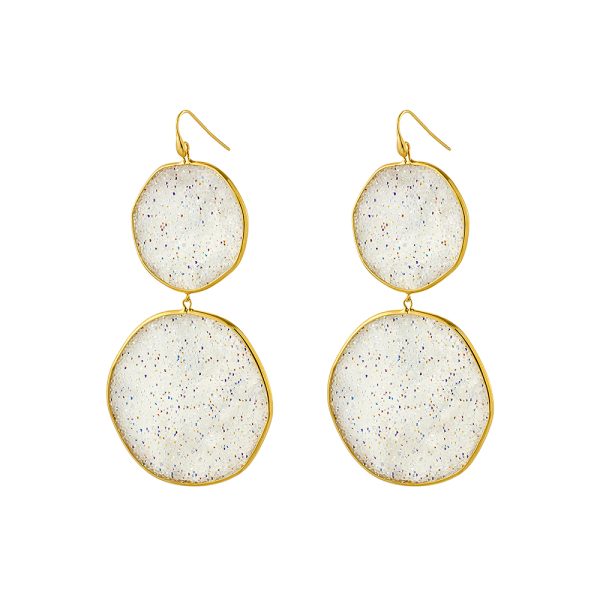 Gleam silver gold plated earrings with white crystal nuggets