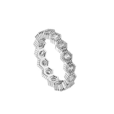 Δαχτυλίδι Harmony μεταλλικό ασημί με σειρά λευκά ζιργκόν