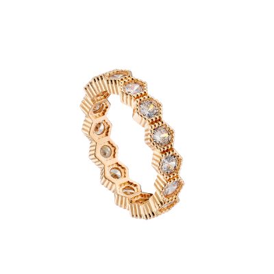 Δαχτυλίδι Harmony μεταλλικό ροζ χρυσό με σειρά λευκά ζιργκόν
