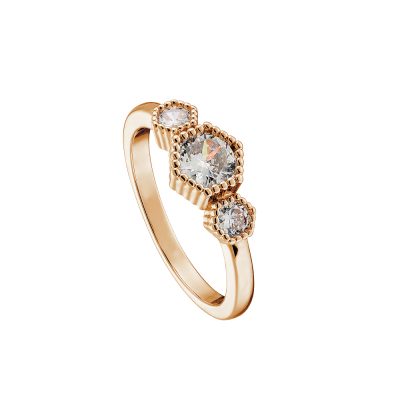Δαχτυλίδι Harmony μεταλλικό ροζ χρυσό με λευκά ζιργκόν