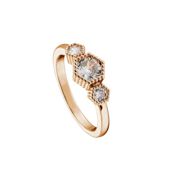 Harmony ring metallic rose gold with white zircons