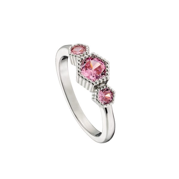 Harmony ring metallic silver with pink zircon