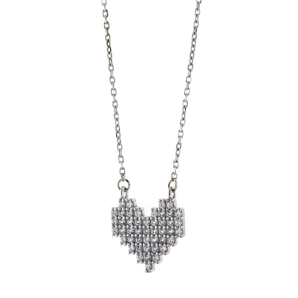 Necklaces Gifting silver heart with white zircons