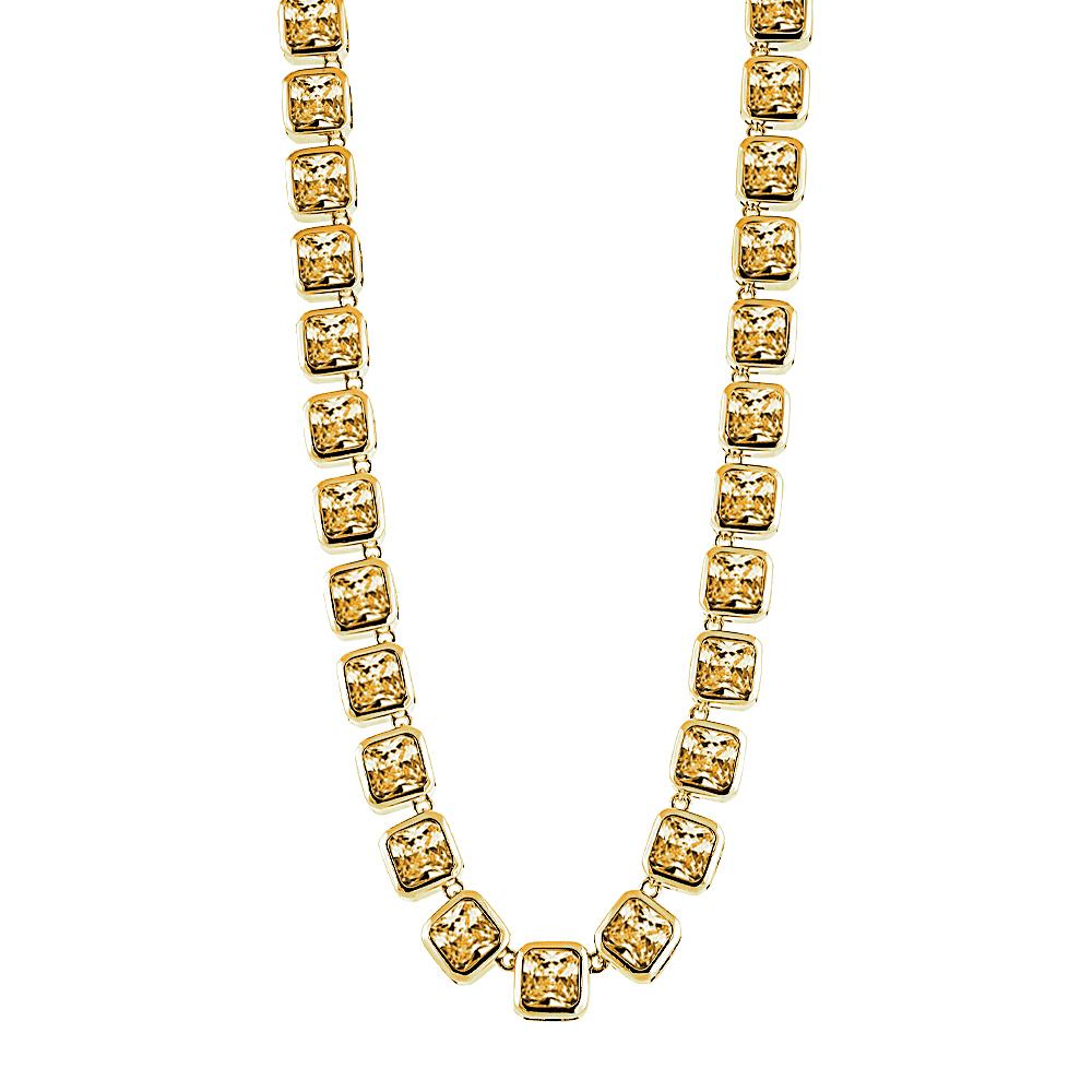 Party necklace goldplated metal with champagne zircon series Oxette