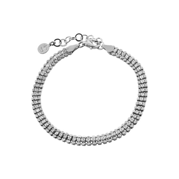 Sunray silver bracelet with white zircons