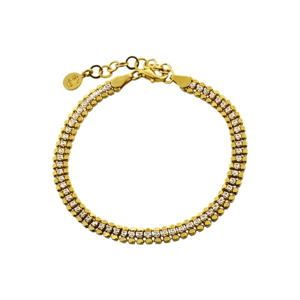 Sunray silver gold-plated bracelet with white zircons