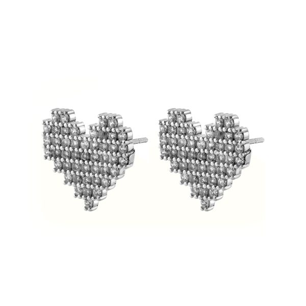 Earrings Gifting silver hearts with white zircons