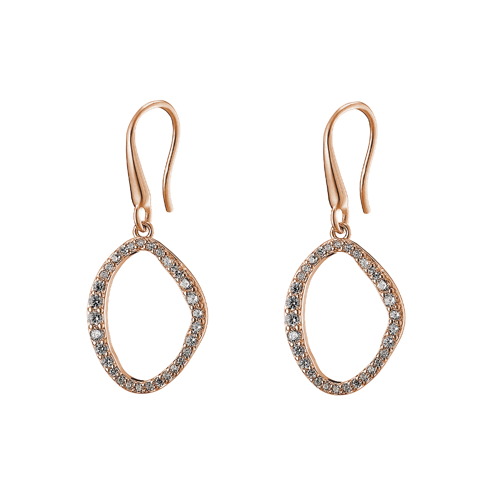 Red Carpet silver rose gold tear drop earrings with champagne zirconia