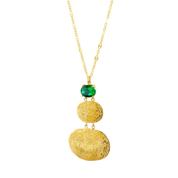 Golden Dust necklace silver plated with elements and green zircon
