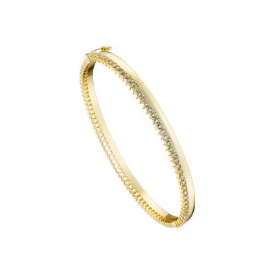 Gold-plated Crown metal bracelet fixed with white zircons