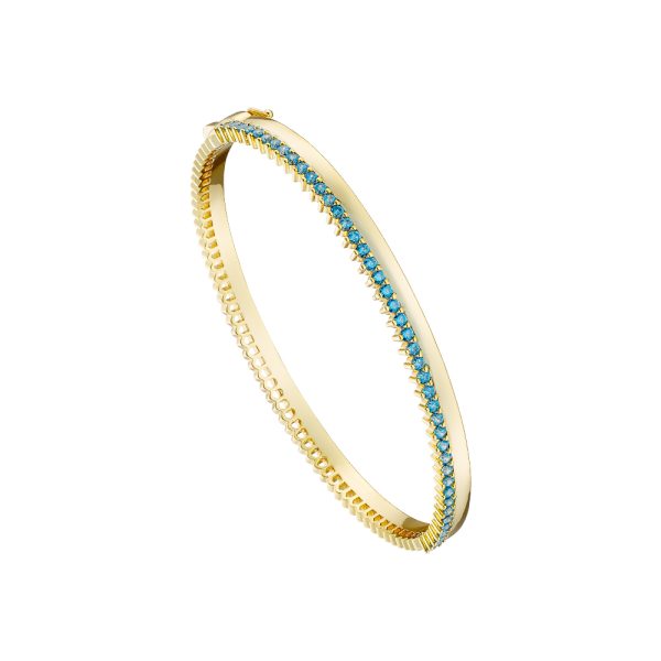 Crown bracelet metal gold plated fixed with aqua zircon