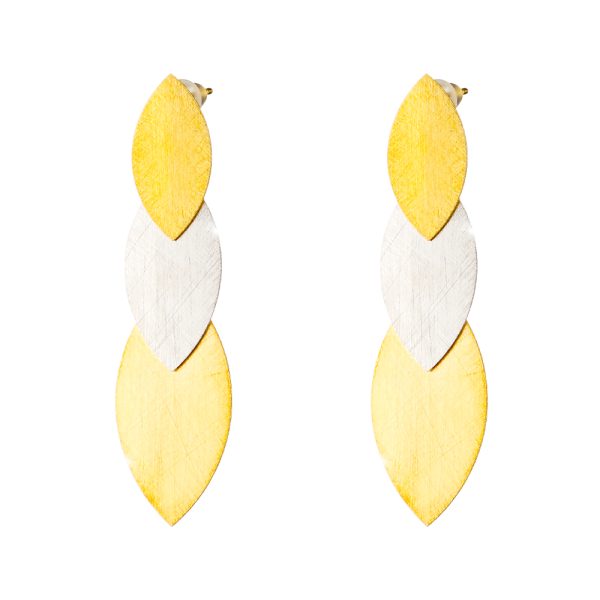 Antithesis silver gold-plated two-tone earrings with leaf elements