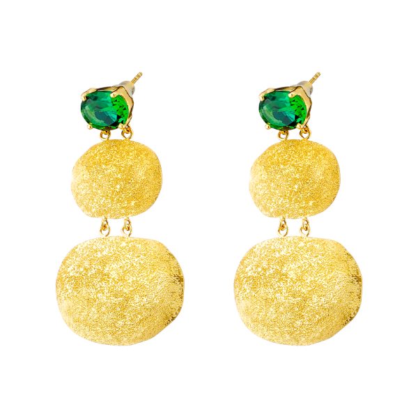 Golden Dust silver plated earrings with elements and green zircon