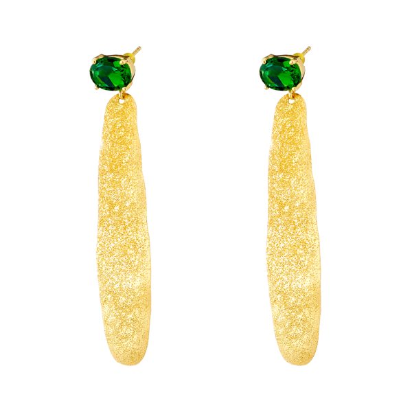 Golden Dust silver plated earrings with element and green zircon
