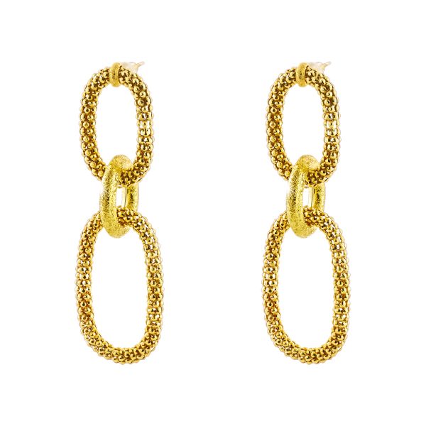 Fight silver gold plated earrings with chain