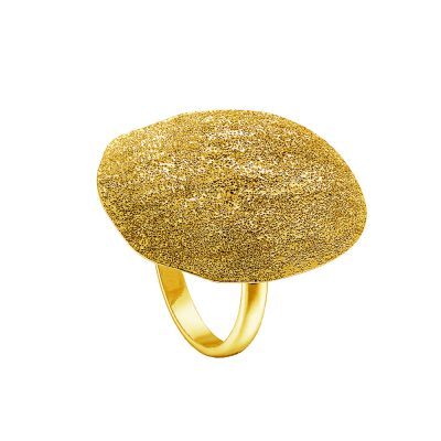 Δαχτυλίδι Golden Dust ασημένιο επίχρυσο με οβάλ στοιχείο 2.7 cm