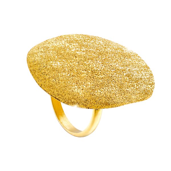 Δαχτυλίδι Golden Dust ασημένιο επίχρυσο με οβάλ στοιχείο 4.3 cm