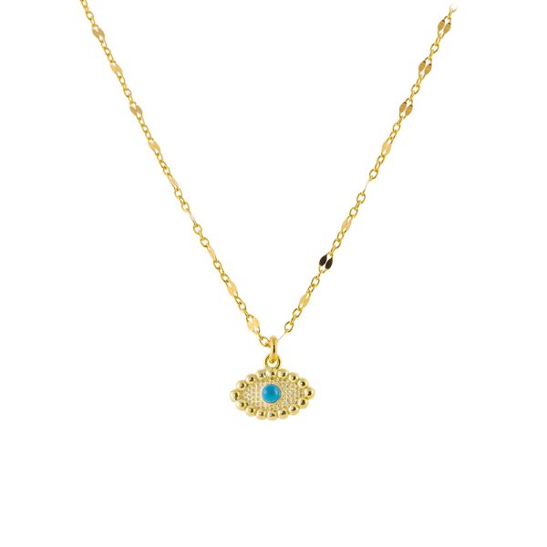 Talisman silver gold plated necklace with eye and turquoise stone