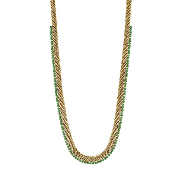 Success necklace silver gilt braided with green zircons