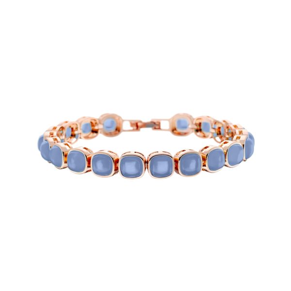 Darling metallic rose gold bracelet with a series of purple crystals