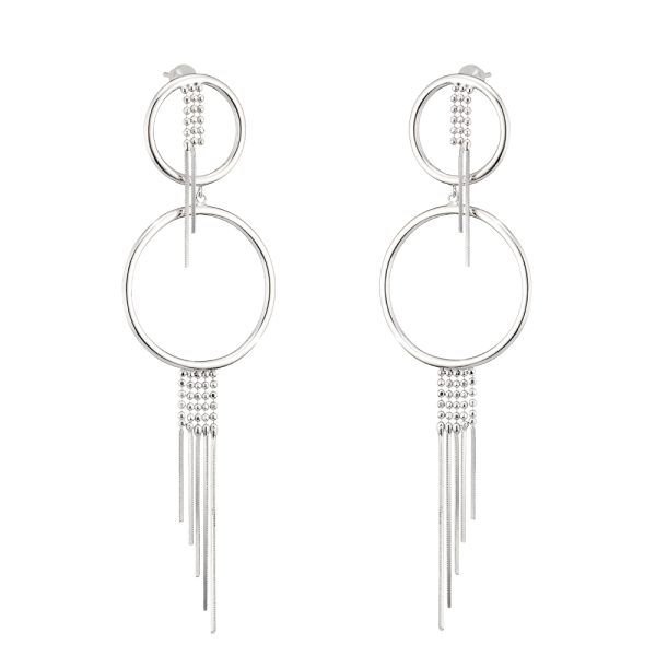 Sirene silver earrings with hoops and asymmetric chains