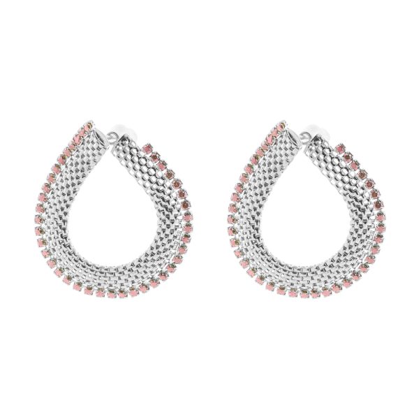 Success silver braided earrings with pink zircons