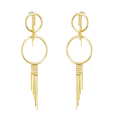 Sirene silver gold plated earrings with hoops and asymmetric chains