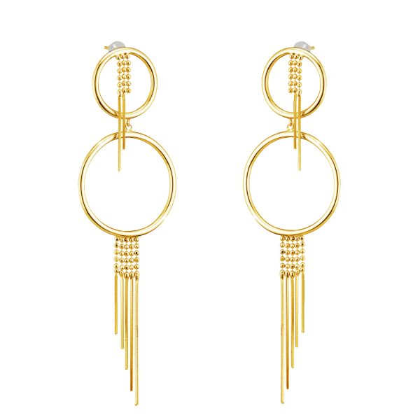 Sirene silver gold plated earrings with hoops and asymmetric chains