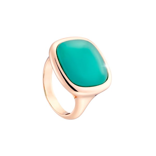 Darling ring metallic rose gold with green crystal