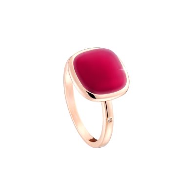 Δαχτυλίδι Darling μεταλλικό ροζ χρυσό με φούξια κρύσταλλο