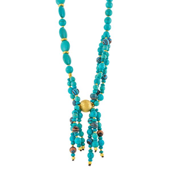 Golden Dust silver gold plated necklace with turquoise stones and gold plated sphere