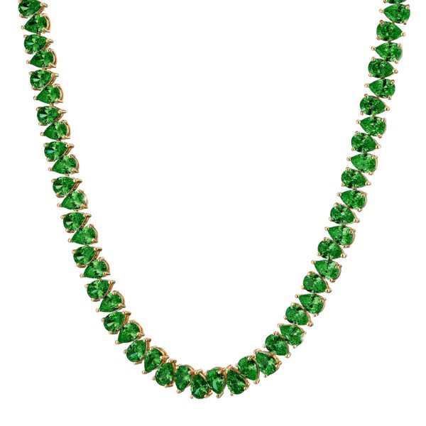 Necklaces Eleganza metallic gold-plated with green zircons