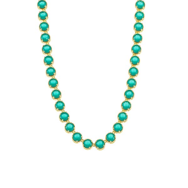 Necklaces Eleganza metal gold plated with aqua green zircon 0.6 cm