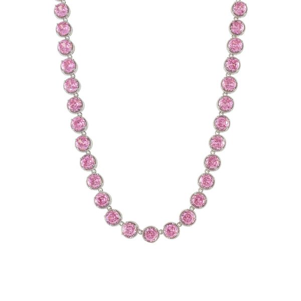 Necklaces Eleganza metallic silver with pink zircon 0.6 cm