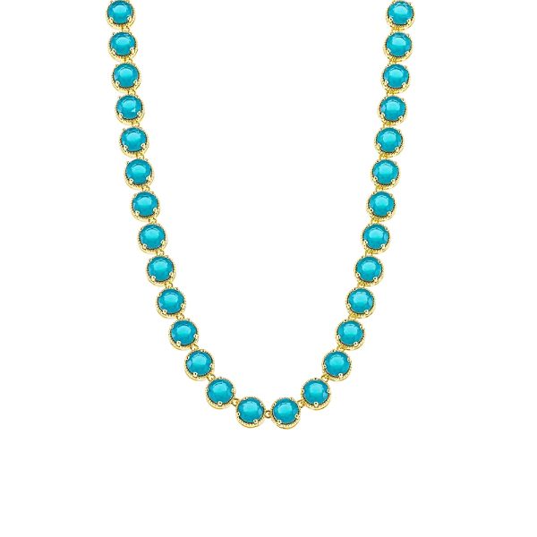 Necklaces Eleganza metal gold plated with aqua zircon 0.6 cm