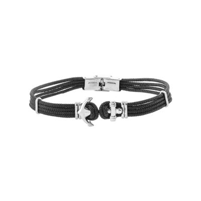 Βραχιόλι Natrix ατσάλινο με κορδόνι unisex 18.5 cm