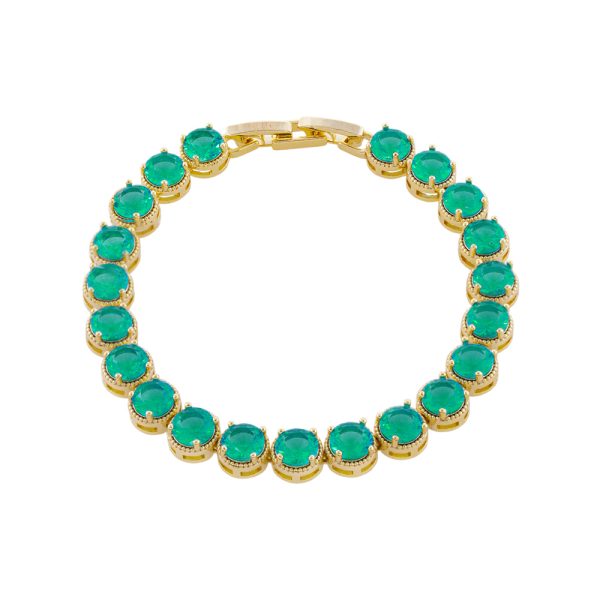 Βραχιόλι Eleganza μεταλλικό επίχρυσο με aqua green ζιργκόν 0.6 cm