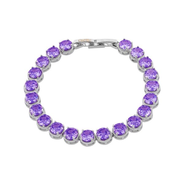 Bracelet Eleganza metallic silver with violet zircon 0.6 cm