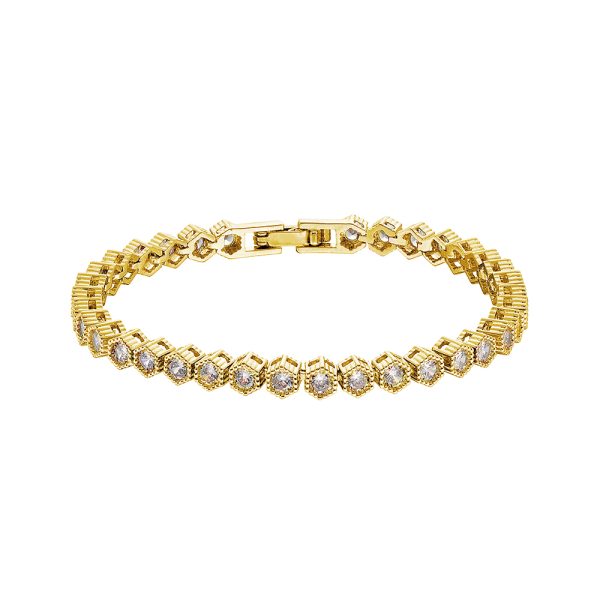 Harmony metal gold-plated bracelet with white zircons