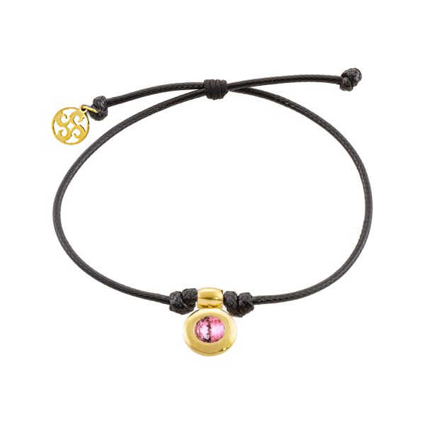 Extravaganza steel gold-plated cord bracelet with pink zircons