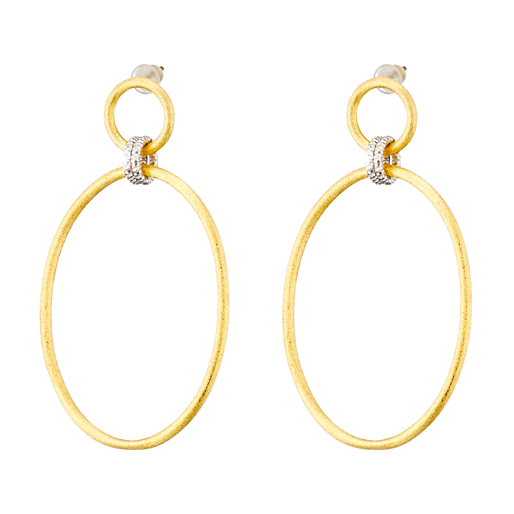 03X05-02979 Σκουλαρίκια Success ασημένια επίχρυσα με οβάλ κρίκους