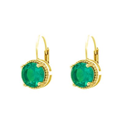 Σκουλαρίκια Eleganza μεταλλικά επίχρυσα με aqua green ζιργκόν 0.8 cm