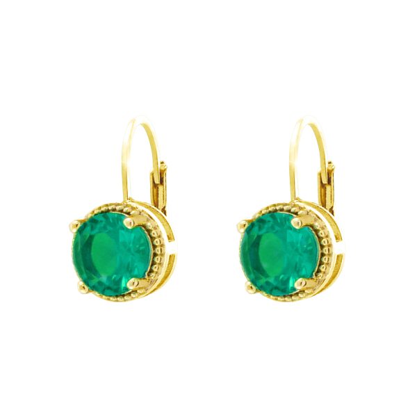 Σκουλαρίκια Eleganza μεταλλικά επίχρυσα με aqua green ζιργκόν 0.8 cm