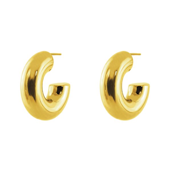 Natrix earrings steel gold-plated hoops 3 cm